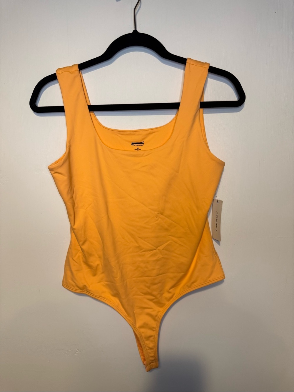 NWT Francesca’s Orange Sleeveless Bodysuit Tank Top Sz Med Yummi Nylon Spandex